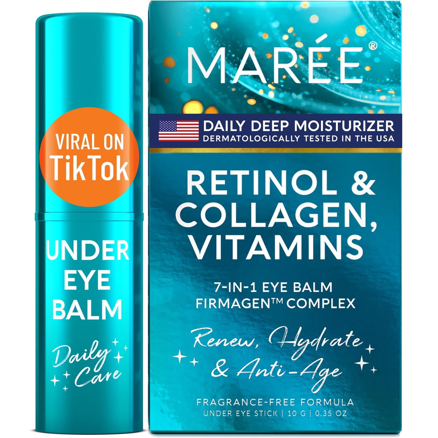 MAREE Under Eye Balm Stick with Retinol & Ceramide Complex - Facial Moisturizer for Dark Circles & Wrinkles - Under Eye Brightener Stick, Anti Wrinkle Hydrating Face Skincare
